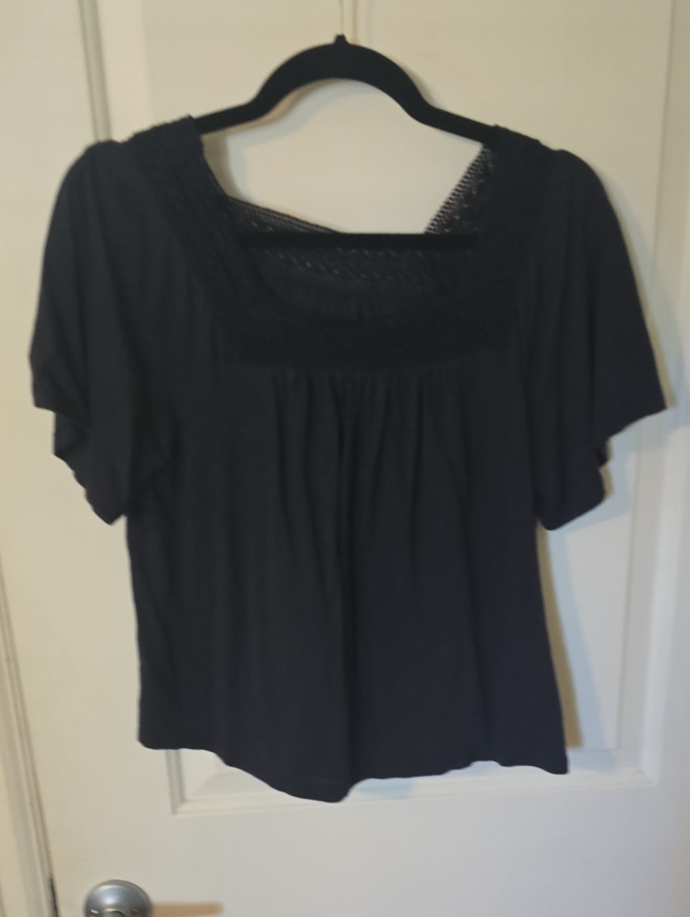 Garnet Hill Black Square-Neck Dolman Sleeve Top